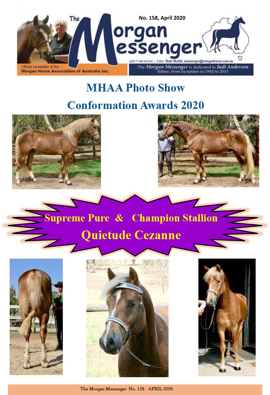 A poster with horses and their names in purple.